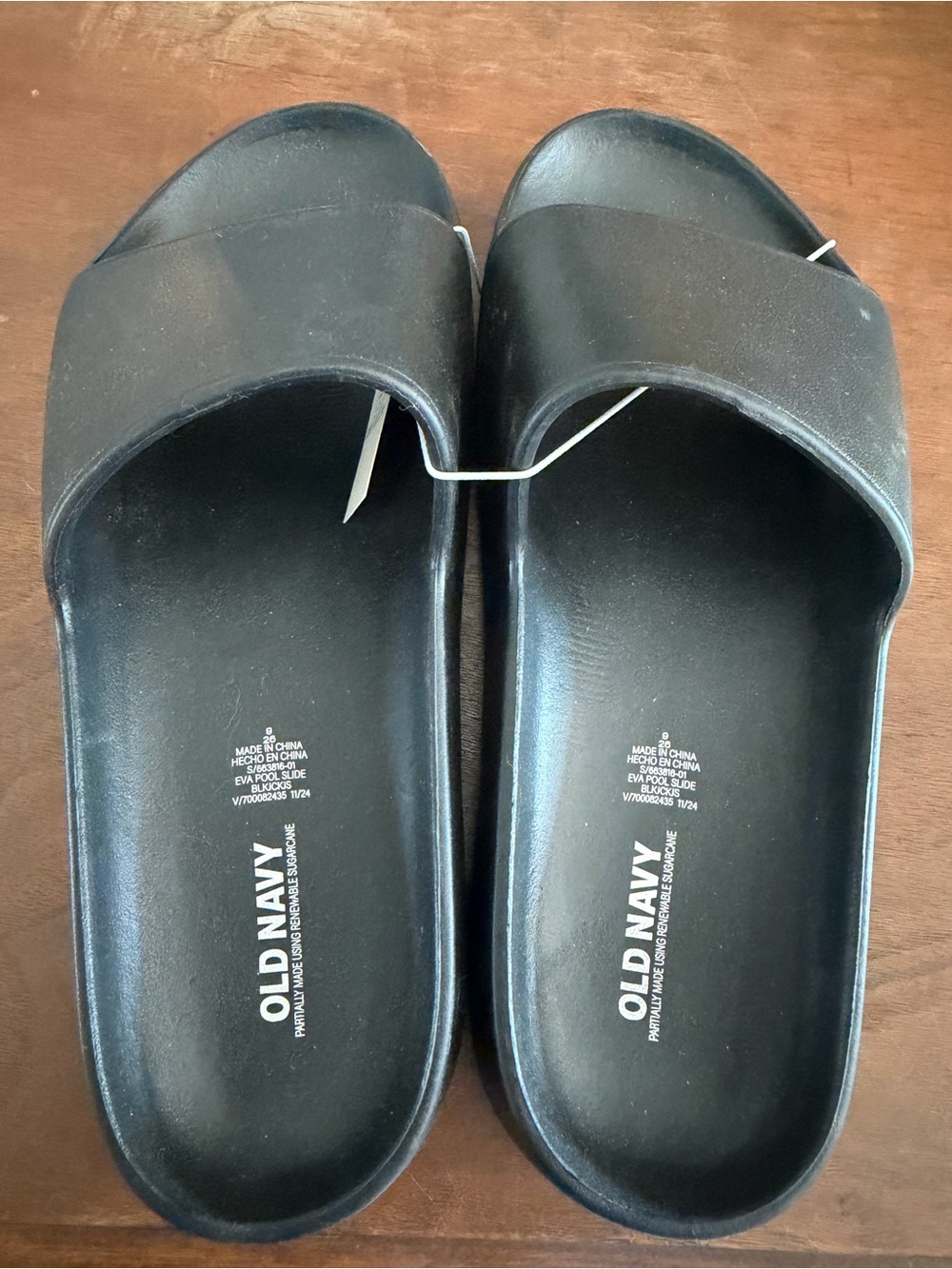 Old Navy Black Slide Sandals with Wide Strap